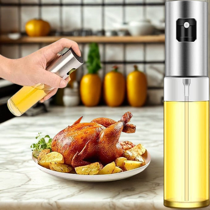 Stainless Steel Oil Spray Bottle - Healthy Cooking Mist Dispenser 100ml
