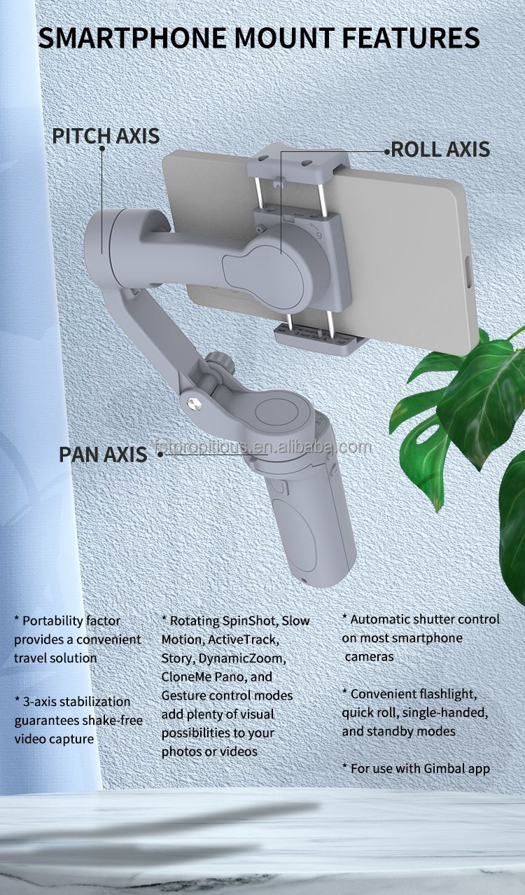 3-Axis Handheld Gimbal Stabilizer – Face Tracking, Time Lapse & Zoom for Smartphones