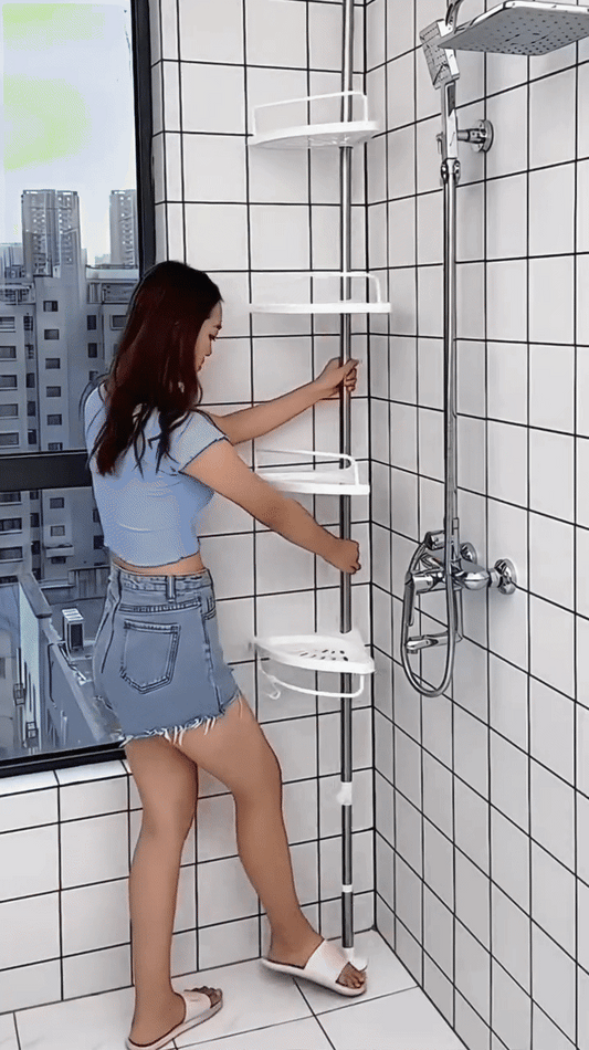 Premium Multi-Function Corner Shelf – Adjustable 4-Tier Bathroom Storage Organizer with No-Drill Installation