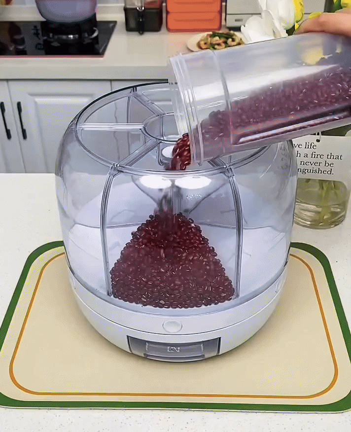 360° Rotating Food Storage Dispenser – Multi-Compartment Grain & Cereal Organizer