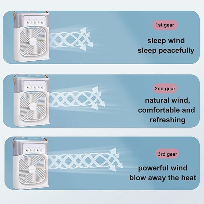 Portable Ice Cooling Fan – Mini Air Cooler with Mist & Removable Water Tank