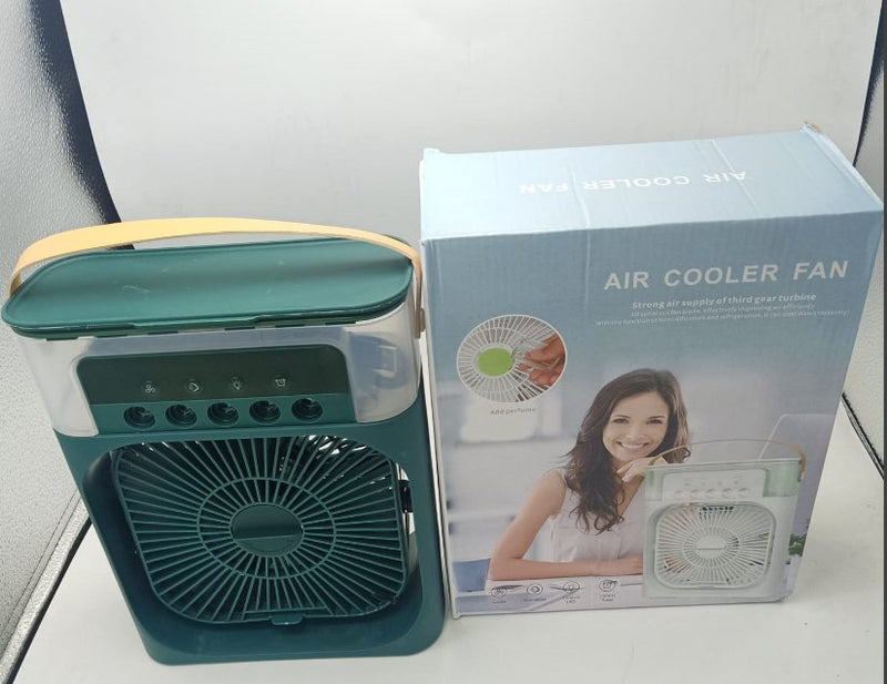 Portable Ice Cooling Fan – Mini Air Cooler with Mist & Removable Water Tank