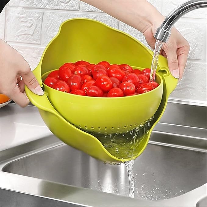 Double-Layer Draining Bowl Basket – Multi-Purpose Fruit, Vegetable, Rice & Pasta Strainer