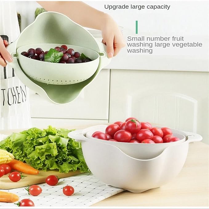 Double-Layer Draining Bowl Basket – Multi-Purpose Fruit, Vegetable, Rice & Pasta Strainer
