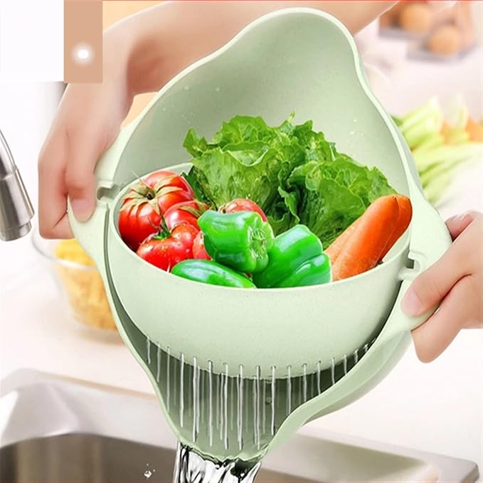 Double-Layer Draining Bowl Basket – Multi-Purpose Fruit, Vegetable, Rice & Pasta Strainer