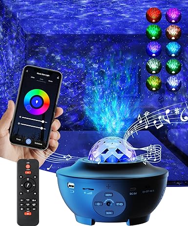 Galaxy Ocean Light Projector - 16M Colors Star & Nebula Night Light with Bluetooth Speaker