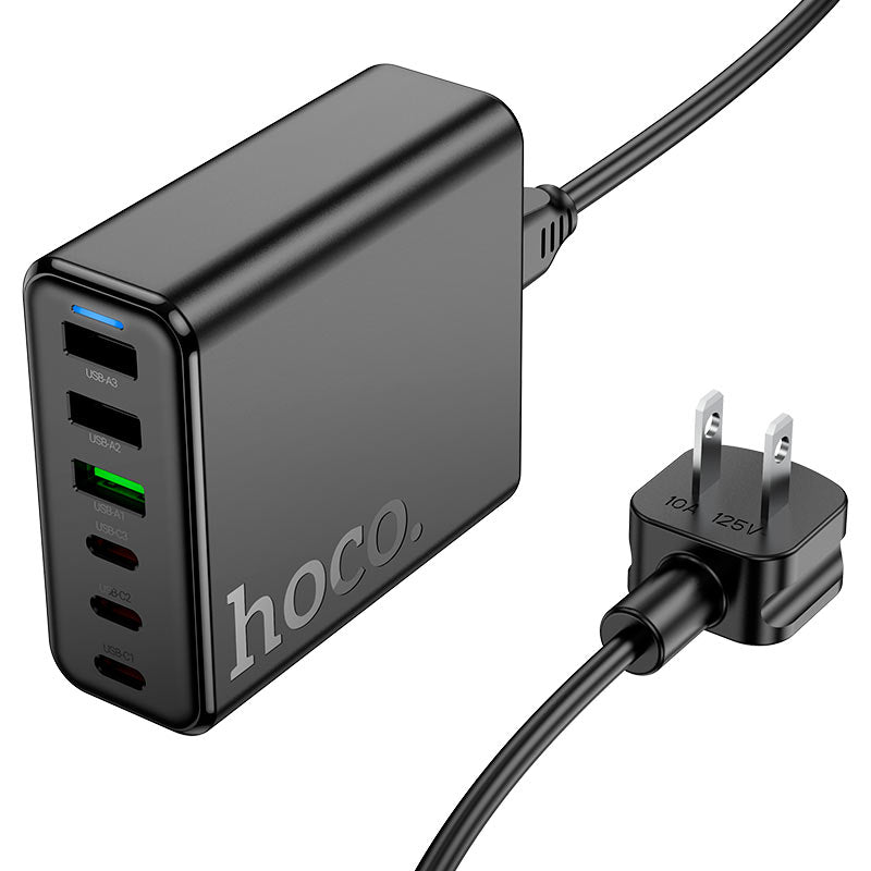 شاحن هوكو GaN فائق السرعة 6 منافذ - موزع شحن USB-C و USB-A بقوة 75 واط