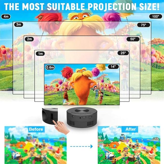 Home HD Portable Pocket Projector - Multi-Layer Glass Lens for Sharp Vivid Display