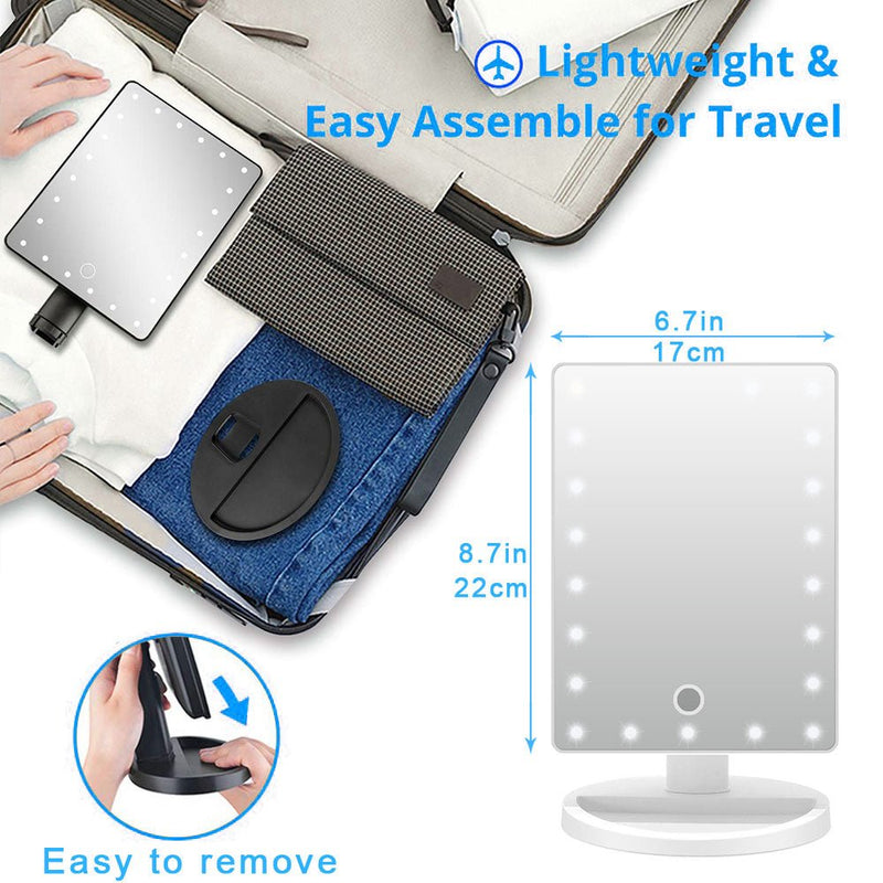 Large LED Mirror – Adjustable Brightness Vanity Mirror with 360° Rotation