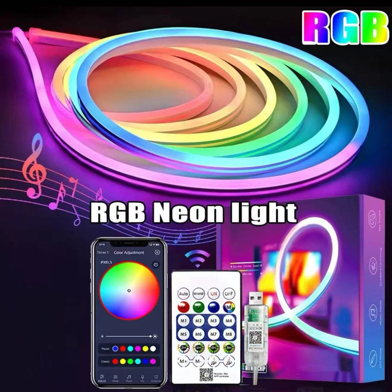 LED Neon Rope Light 5M - App Controlled IC RGB Smart Strip with Music Sync