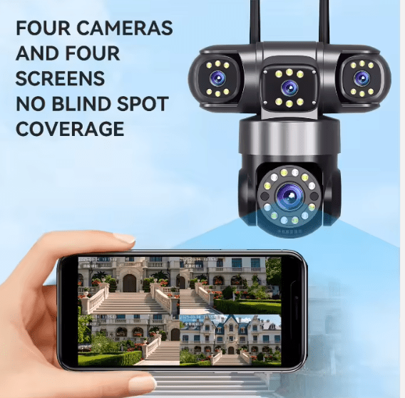 Triple-Lens 4K Smart Security Camera - 360° Pan Tilt AI Tracking & Color Night Vision