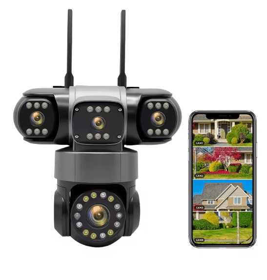 Triple-Lens 4K Smart Security Camera - 360° Pan Tilt AI Tracking & Color Night Vision