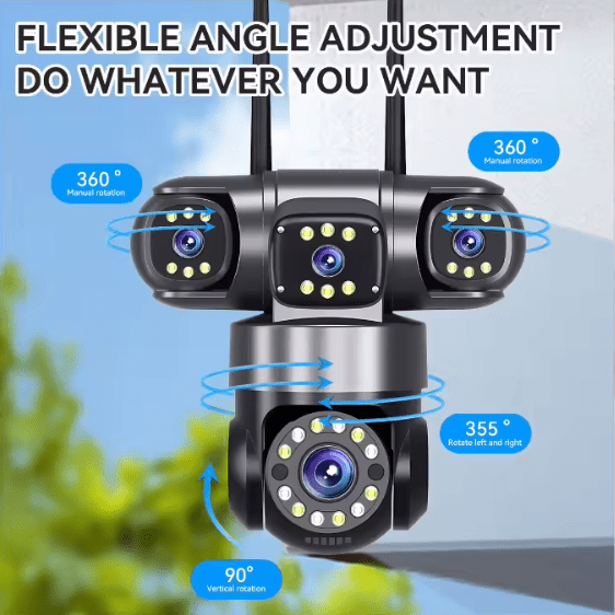 Triple-Lens 4K Smart Security Camera - 360° Pan Tilt AI Tracking & Color Night Vision