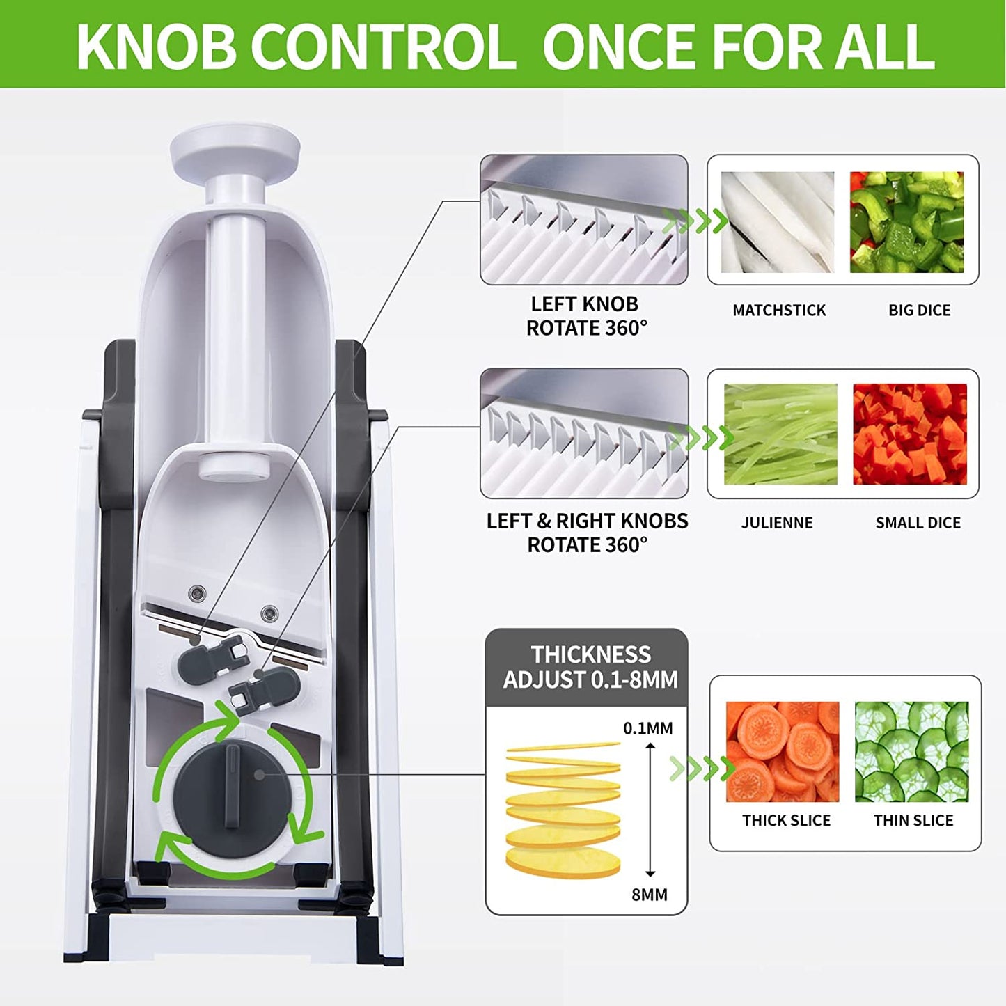 Safe Slice Mandoline Vegetable Cutter - 4-in-1 Adjustable Thickness Slicer