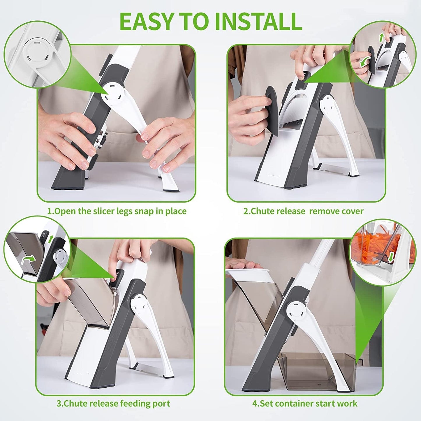 Safe Slice Mandoline Vegetable Cutter - 4-in-1 Adjustable Thickness Slicer