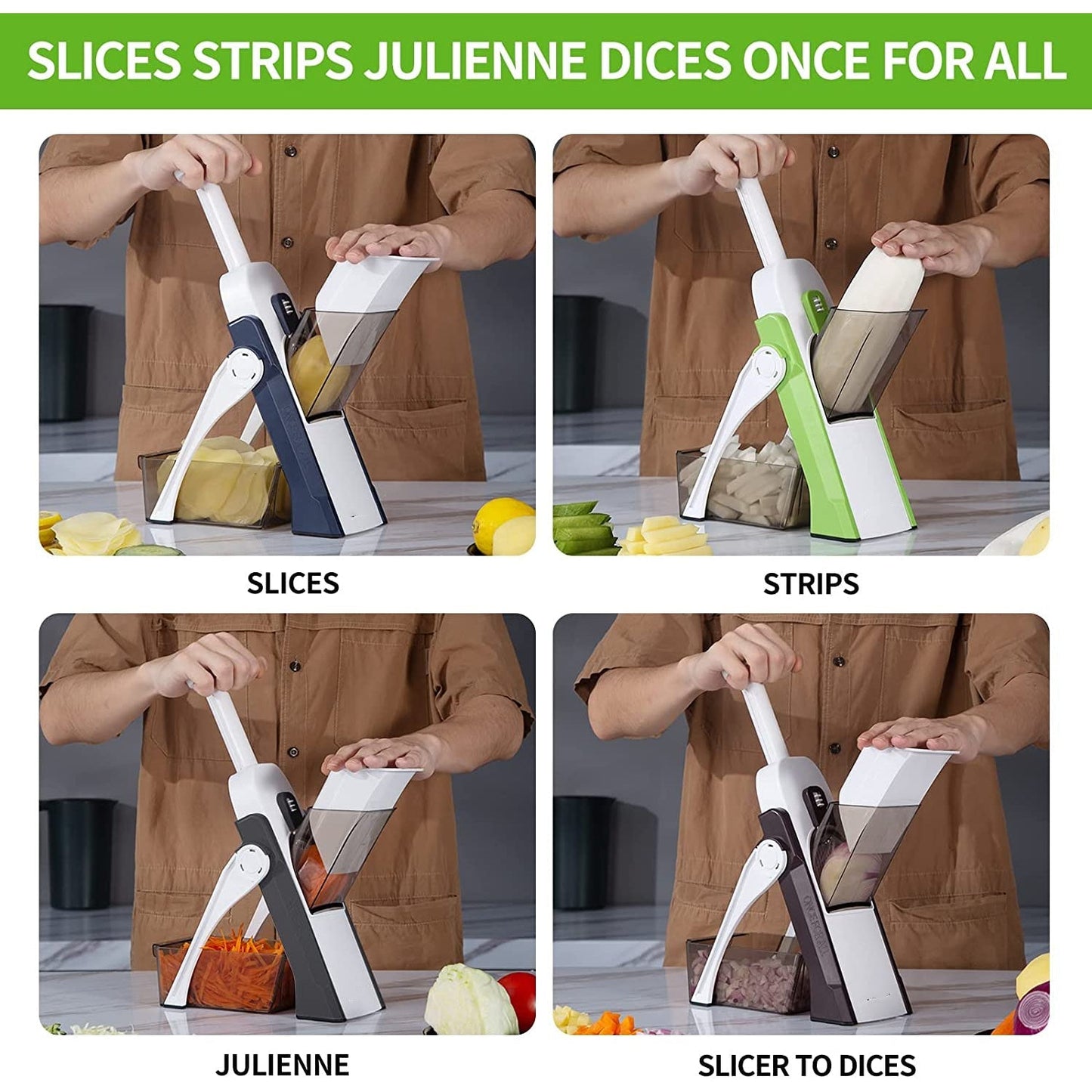 Safe Slice Mandoline Vegetable Cutter - 4-in-1 Adjustable Thickness Slicer