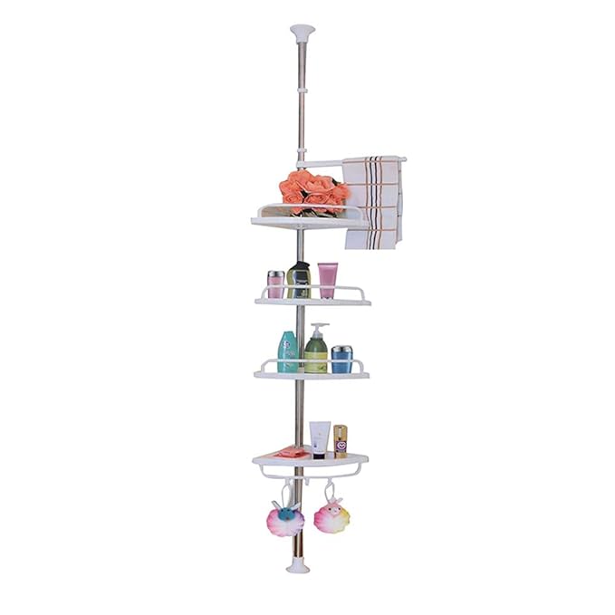 Premium Multi-Function Corner Shelf – Adjustable 4-Tier Bathroom Storage Organizer with No-Drill Installation