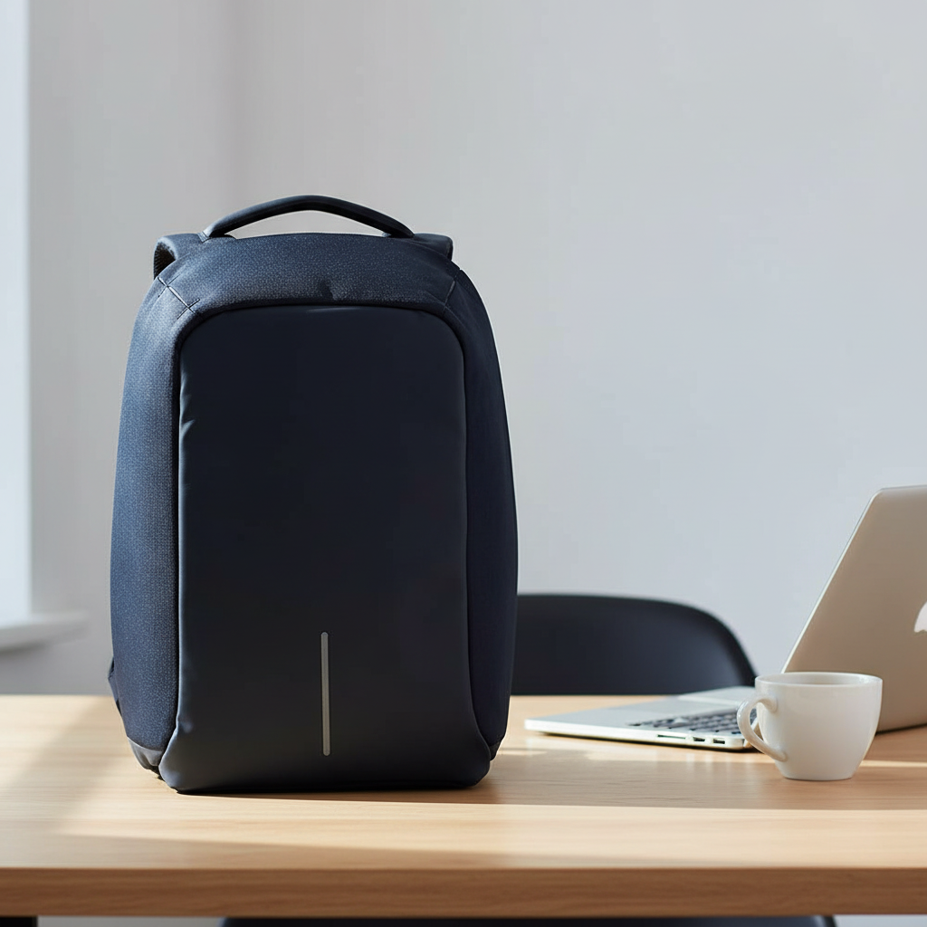Navy Backpack on Table