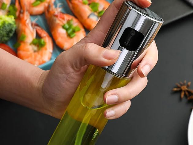 Stainless Steel Oil Spray Bottle - Healthy Cooking Mist Dispenser 100ml