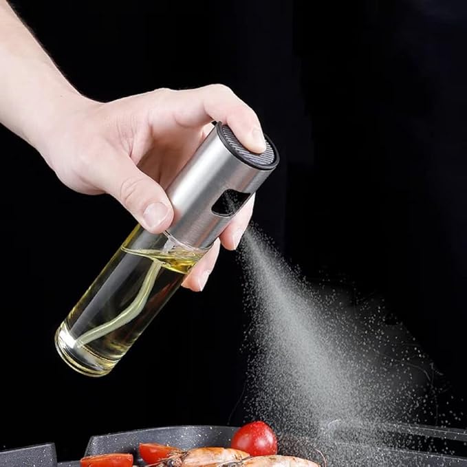 Stainless Steel Oil Spray Bottle - Healthy Cooking Mist Dispenser 100ml