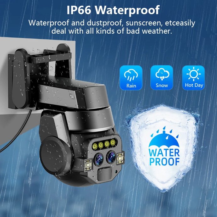 Outdoor High Security Camera - Dual 6MP Lens with 10x Zoom & Night Vision