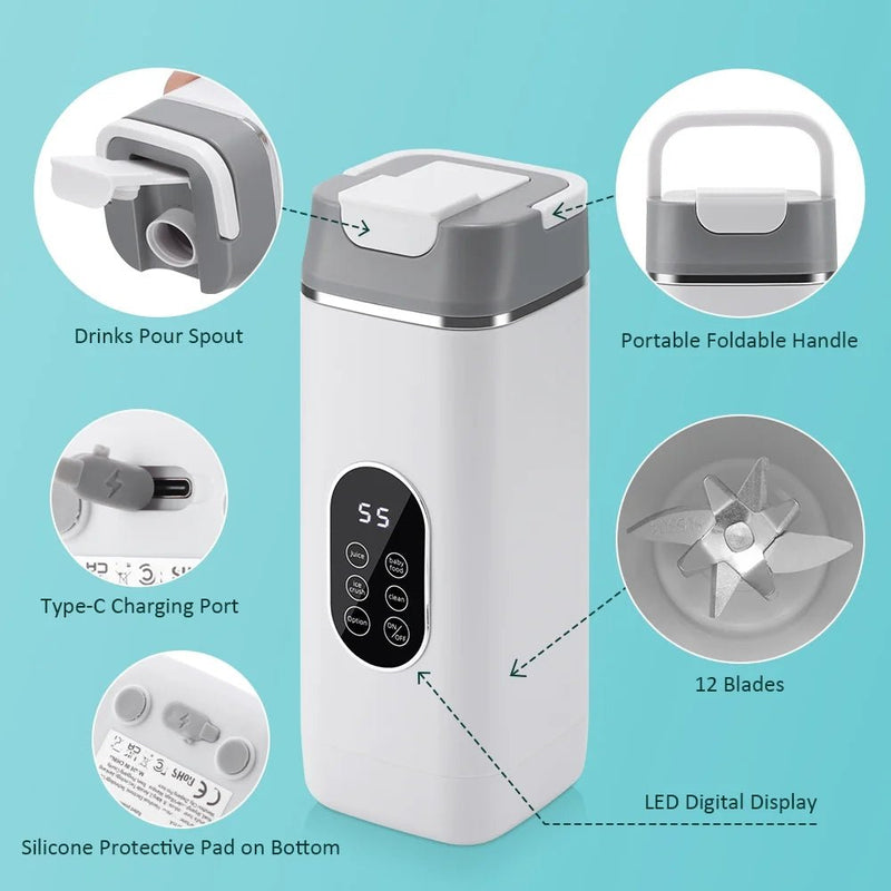 Portable Rechargeable Blender Bottle 420ml - Fresh Smoothies Anywhere