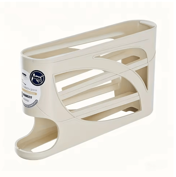 Rolling Egg Dispenser Rack - Automatic Refrigerator Egg Organizer - Space-Saving 3-Tier Egg Storage Holder