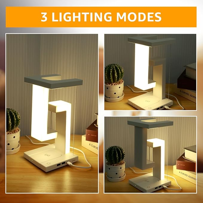 Tensegrity Smart LED Desk Lamp with Wireless Charging & USB Ports