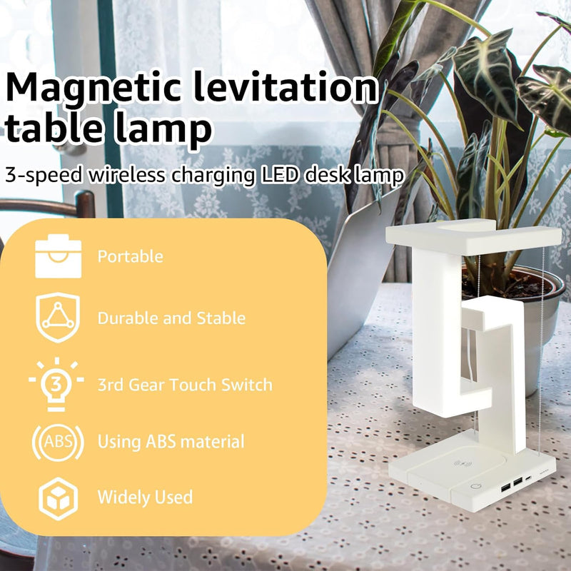 Tensegrity Smart LED Desk Lamp with Wireless Charging & USB Ports