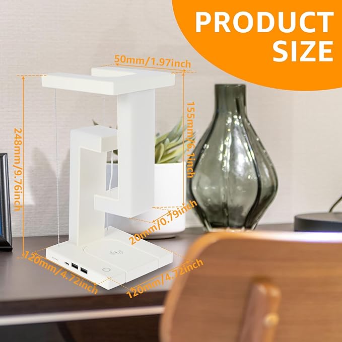 Tensegrity Smart LED Desk Lamp with Wireless Charging & USB Ports